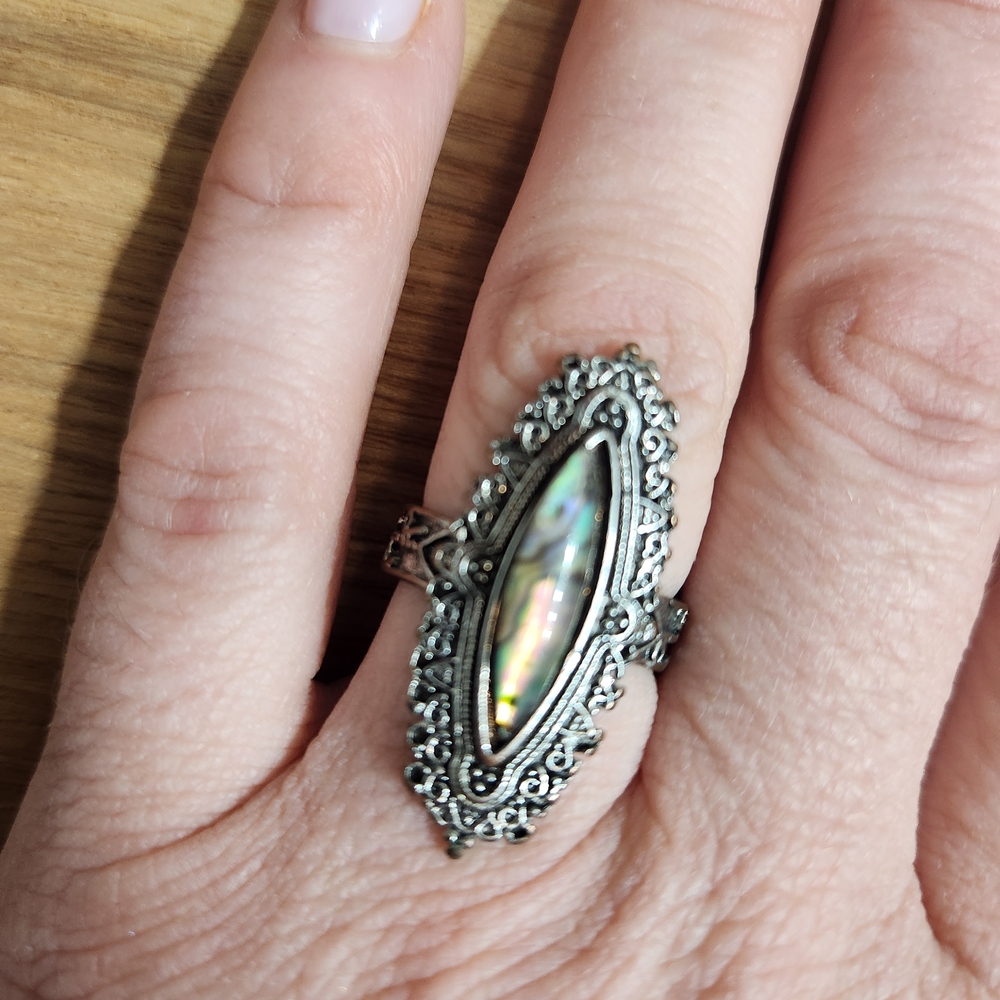 Silver Abalone Shell Ring